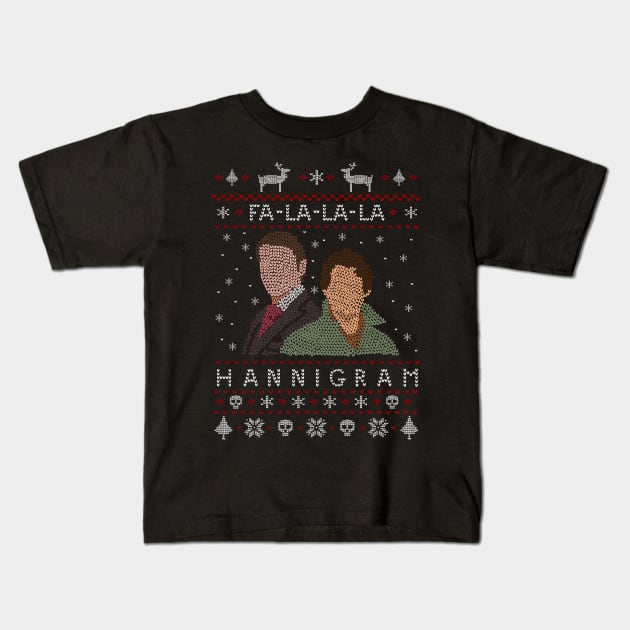 hannigraam ugly christmas sweater Kids T-Shirt by FandomizedRose